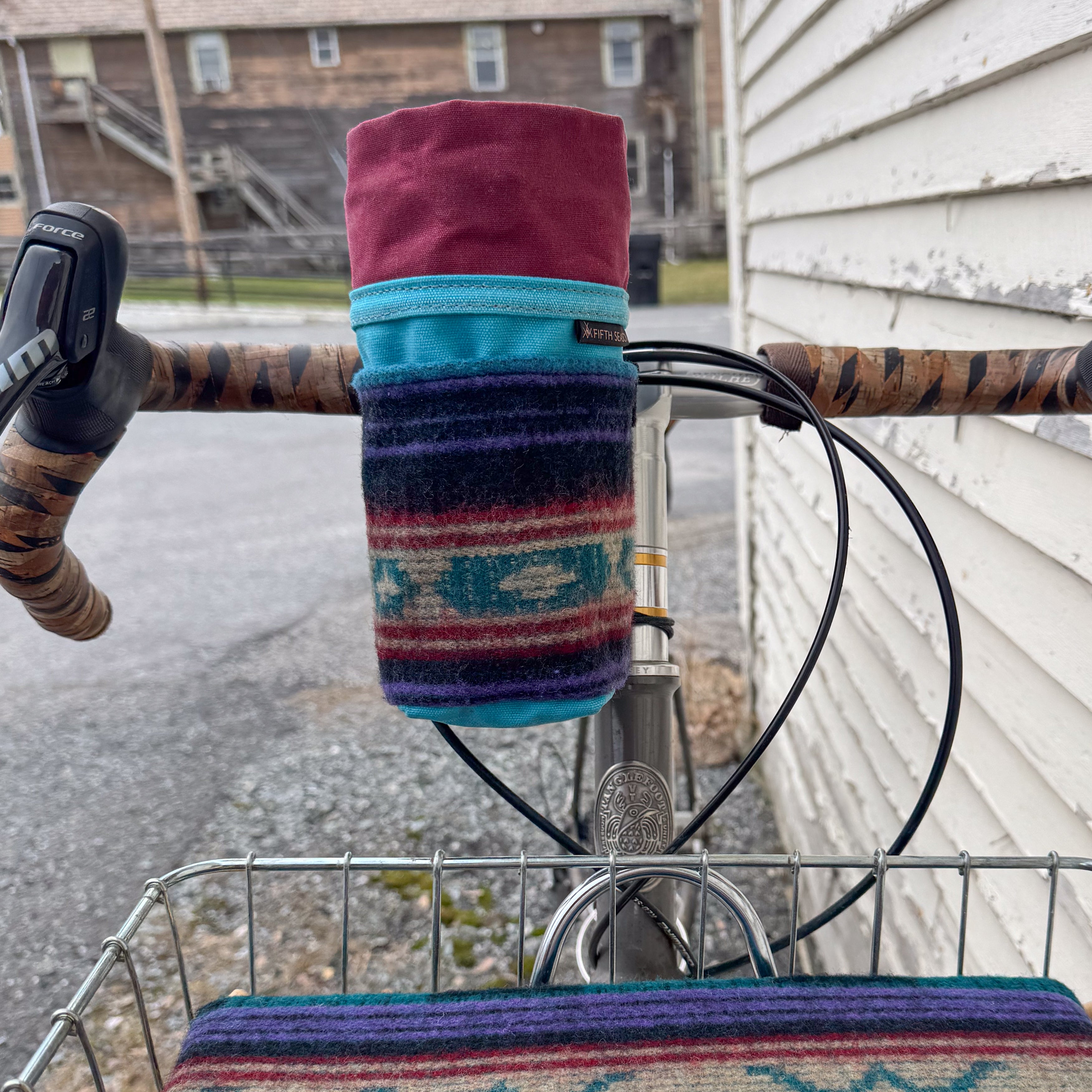 Solstice Sack (Burgundy/Bright Blue/Black Wool)